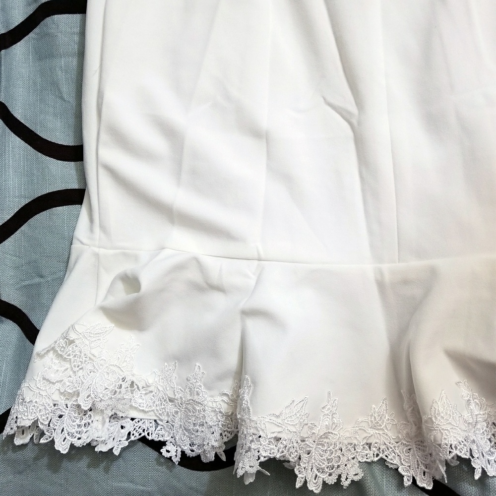 White Sleeveless Dress w/ Red Embroidery NWT S M L - Picture 7 of 8
